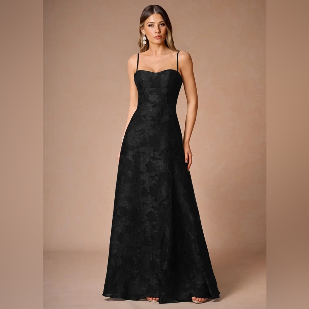 Black Wedding Guest Dress - Azazie HOLLIS LACE BACK MAXI DRESS